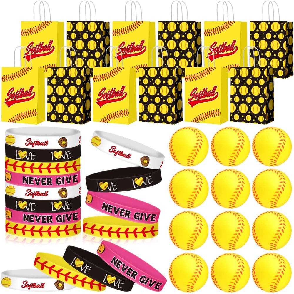 Conjunto de lembrancinhas de festa Softball MTLEE com 12 sacos de papel e pulseiras