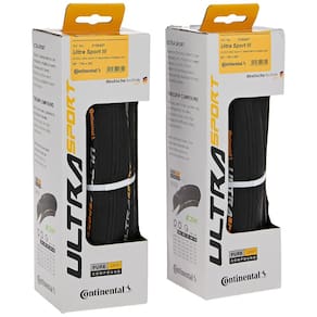 Pneu Continental Ultra Sport III preto dobrável PureGrip 700x25C, conjunto de 2