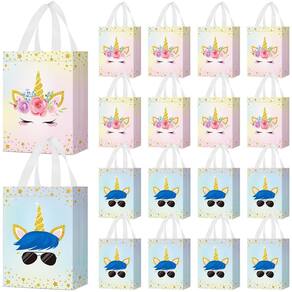 Bolsas de lembrancinhas Locmeo Unicorn reutilizáveis não tecidas x24