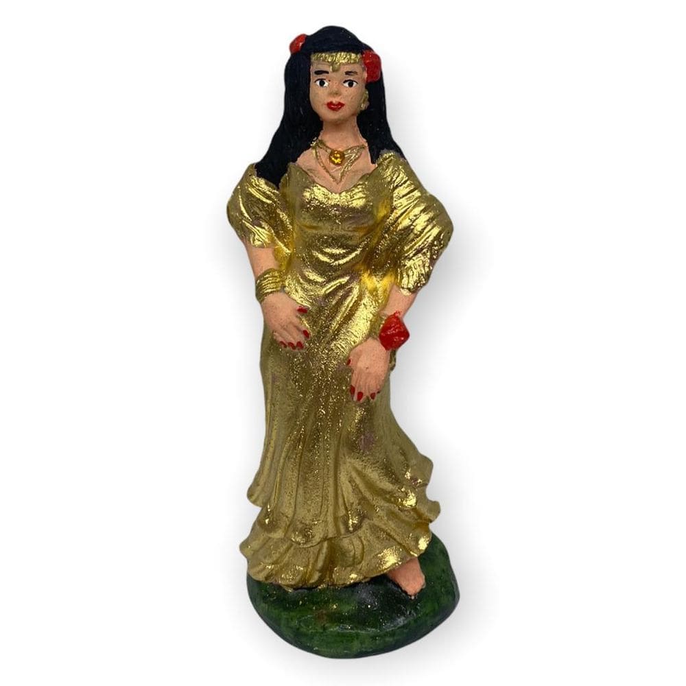 Escultura Cigana Dourada 15 Cm Em Resina