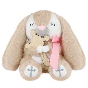 Coelhinho de oração Malihome de pelúcia com cruz de madeira de 8,5 polegadas