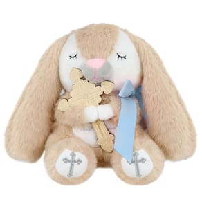 Coelhinho de oração Malihome de pelúcia com cruz de madeira de 8,5 polegadas