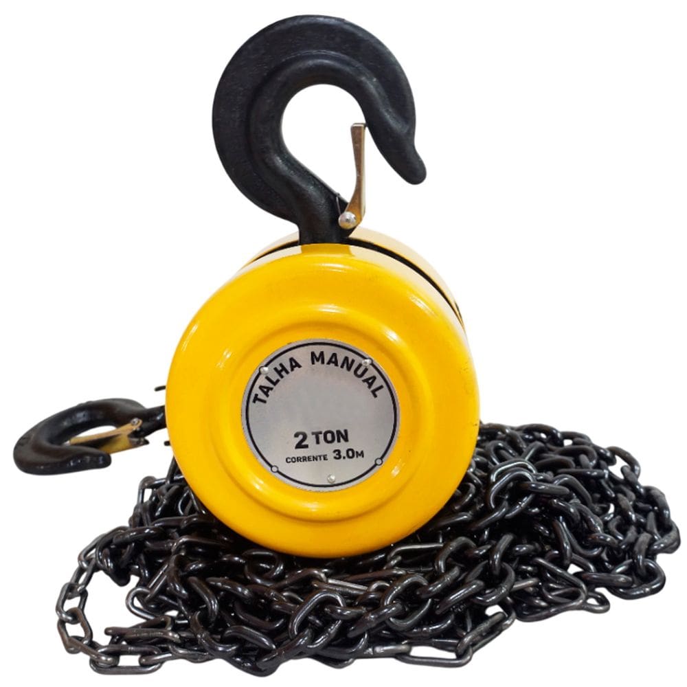 Talha Manual 2 Toneladas 2000 kg com Corrente 3 Metros Elevação