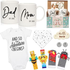 Conjunto de presentes Breezy Valley New Parents Mugs Est 2025 Baby Items