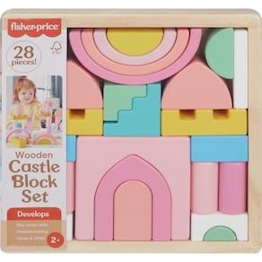 Conjunto Toy Castle Block Fisher-Price Wood 28 peças para crianças 2+Y