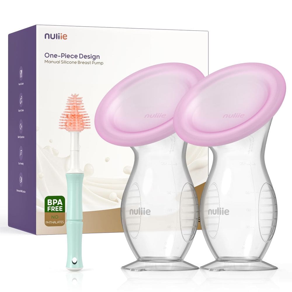 Bomba de mama Nuliie Silicone Manual com tampa 120 ml, sem BPA, 2 unidades