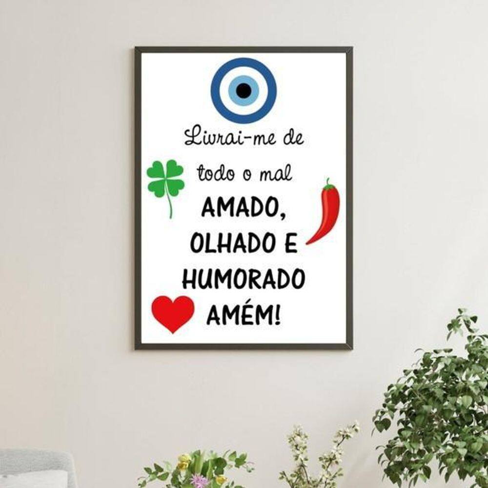 Quadro Para Afastar Más Energias 33X24Cm Moldura Preta