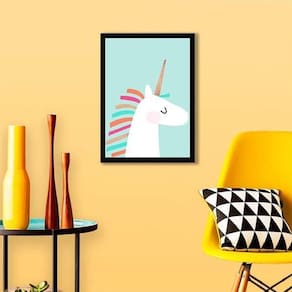 Quadro Unicórnio Baby 24X18Cm - Com Vidro - Madeira Preta