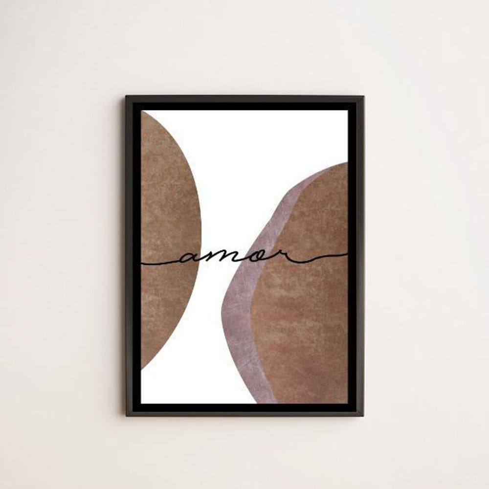Quadro Amor Abstrato Marrom 24X18Cm