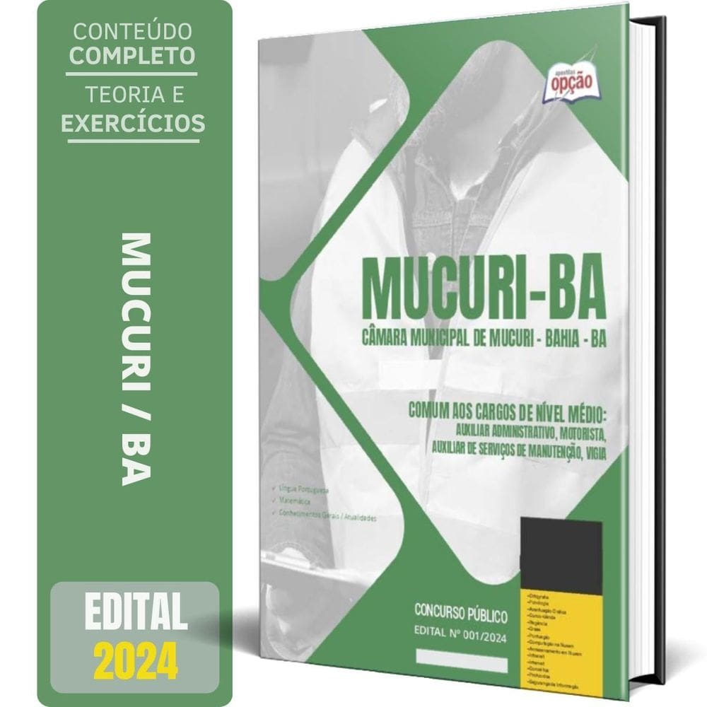 Apostila Câmara Mucuri Ba 2024 Comum Aos Cargos Nível Médio