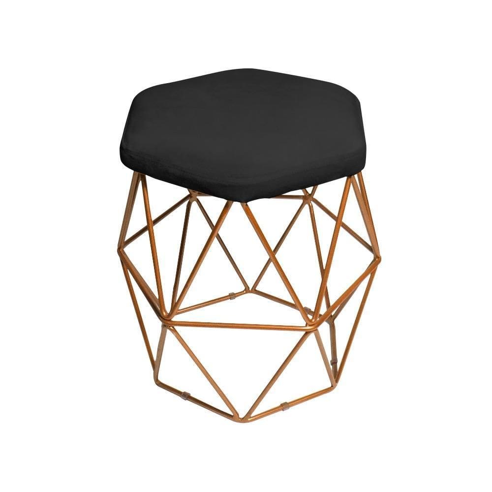Puff Aramado Preto Base De Ferro Rose Gold Web Shop Moveis