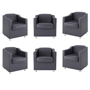 Kit 6 Poltronas Courino Preto Consultorio Recepção - Balaqui