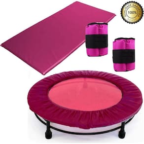 Kit Ginástica Rosa - Jump+Colchonete+Caneleira 2 Kg+Capa