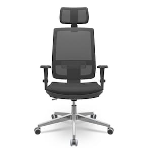 Cadeira Brizza 3D Backplax Apoio Aluminio Poliéster Preto