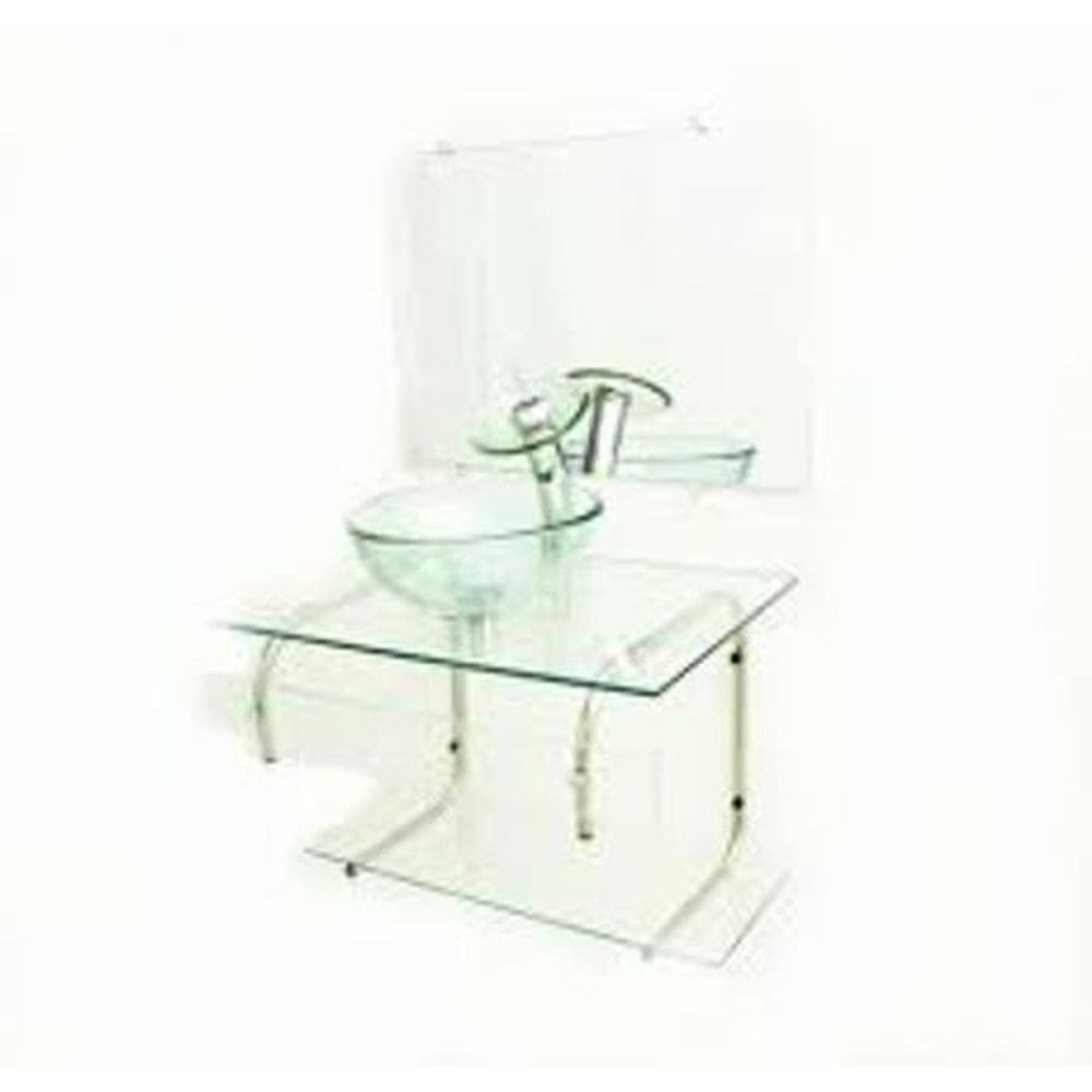 Gabinete De Vidro Para Banheiro 70Cm Inox - Incolor