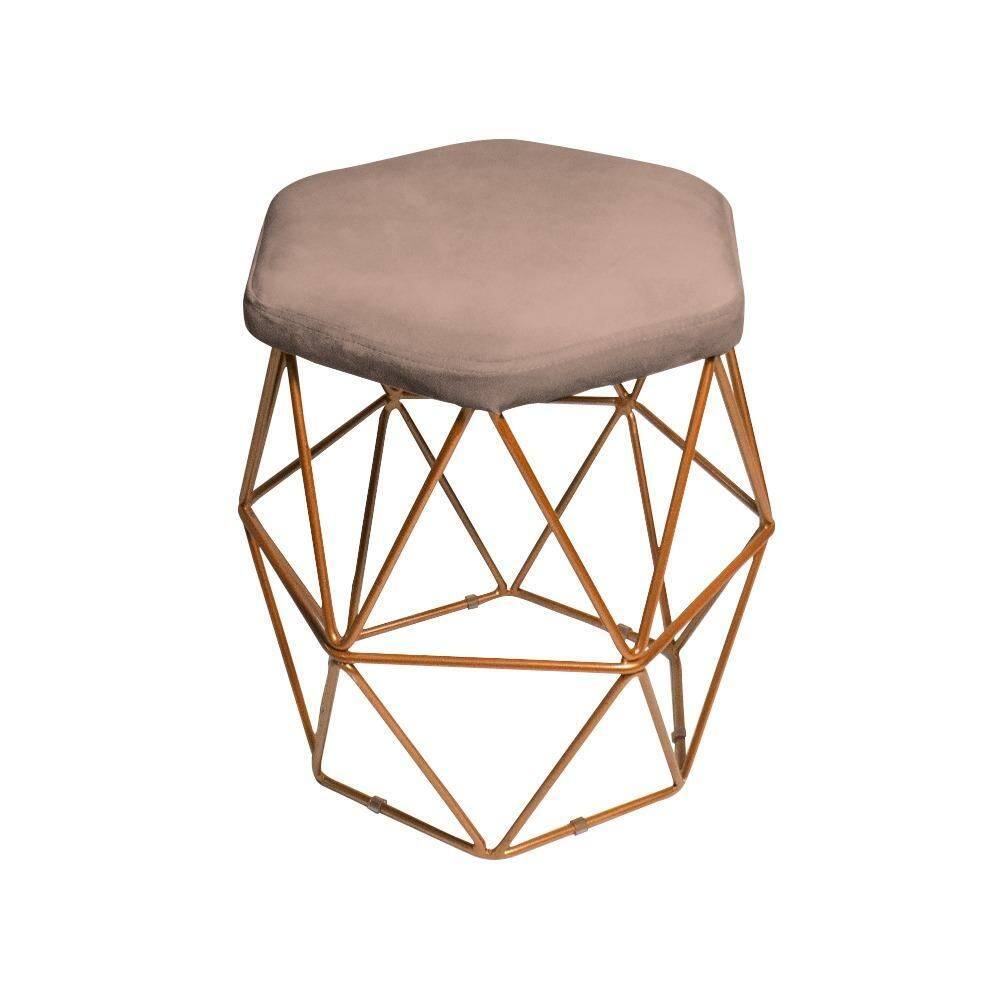 Puff Aramado Cappuccino Base Ferro Rose Gold Web Shop Moveis