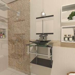 Gabinete De Vidro Para Banheiro 40Cm Inox Preto