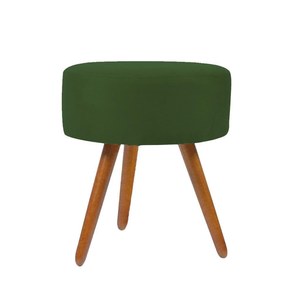 Puff Banqueta Redondo Em Suede Com Pés Palito Verde