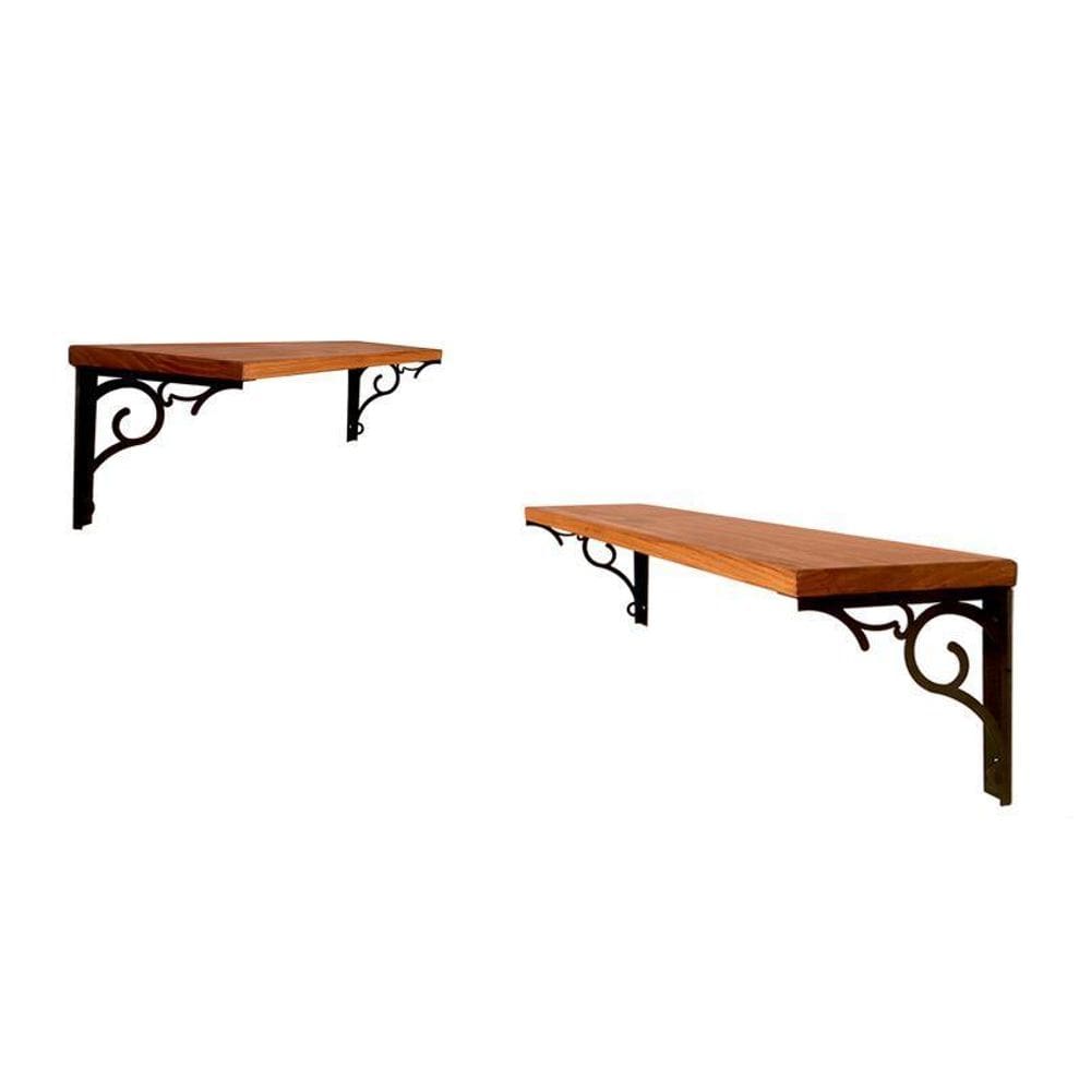 Kit 2 Prateleiras Kalise 60Cm Preta Arabesco Metal