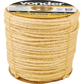 Corda Sisal Torcida 8,0Mm 10,0Kg 220 Metros Natural Carretel