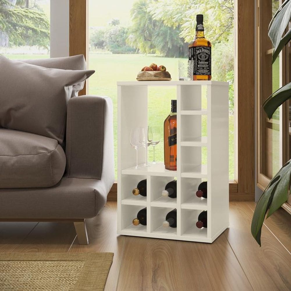 Mesa Lateral Com Adega Bar Aparador Compacta Off White Comprar Móveis Em Casa