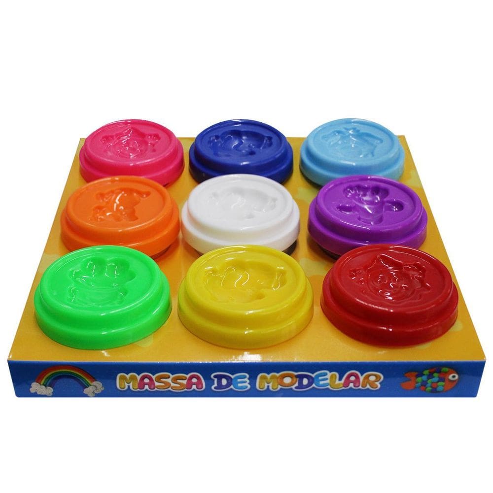 Massinha De Modelar Animais Infantil 9 Cores Com Moldes 250G