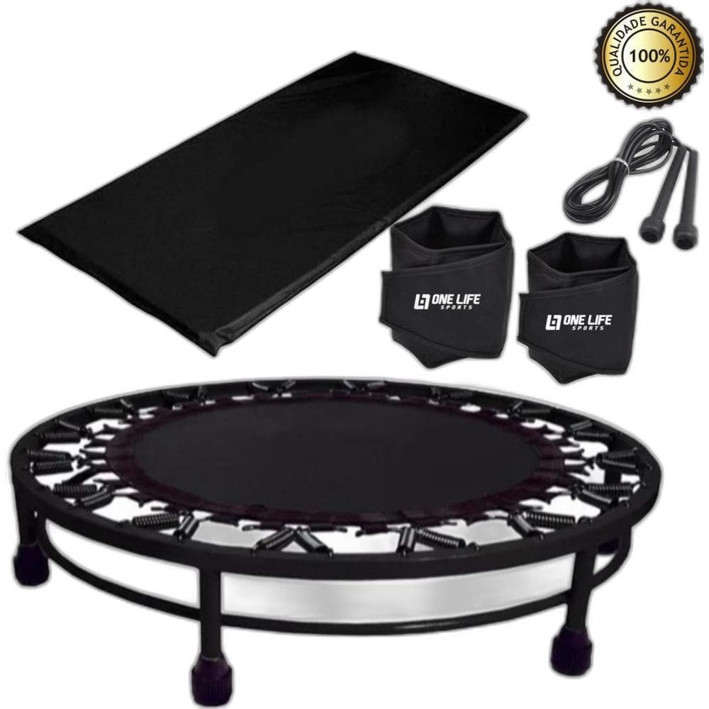 Cama Elástica + Caneleira 5kg + Colchonete + Corda