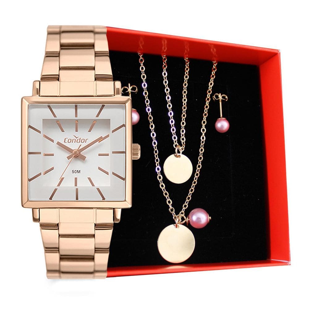Relógio Condor Feminino + Kit De Semi Jóia
