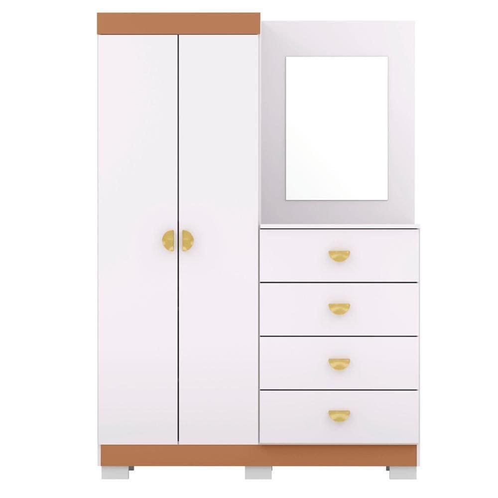 Comoda Roupeiro Espelho 120 Cm 2 Portas 20034 Branco Camarim Flex