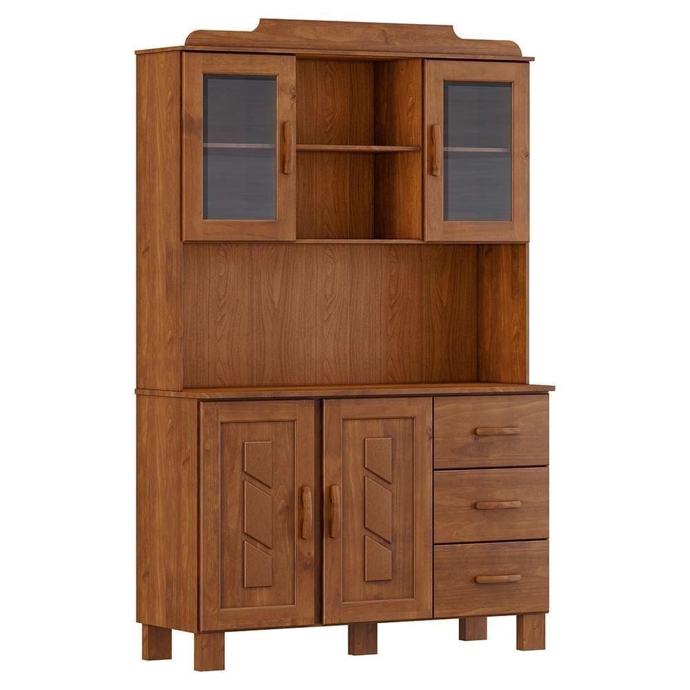 Cristaleira 4 Portas 3 Gavetas Com Aplique 122 Cm 1279 Castanho Milani Store