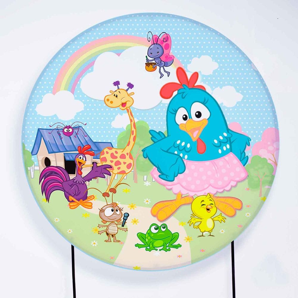 Painel de Festa Redondo de 1,80m Galinha Pintadinha - Fera Print
