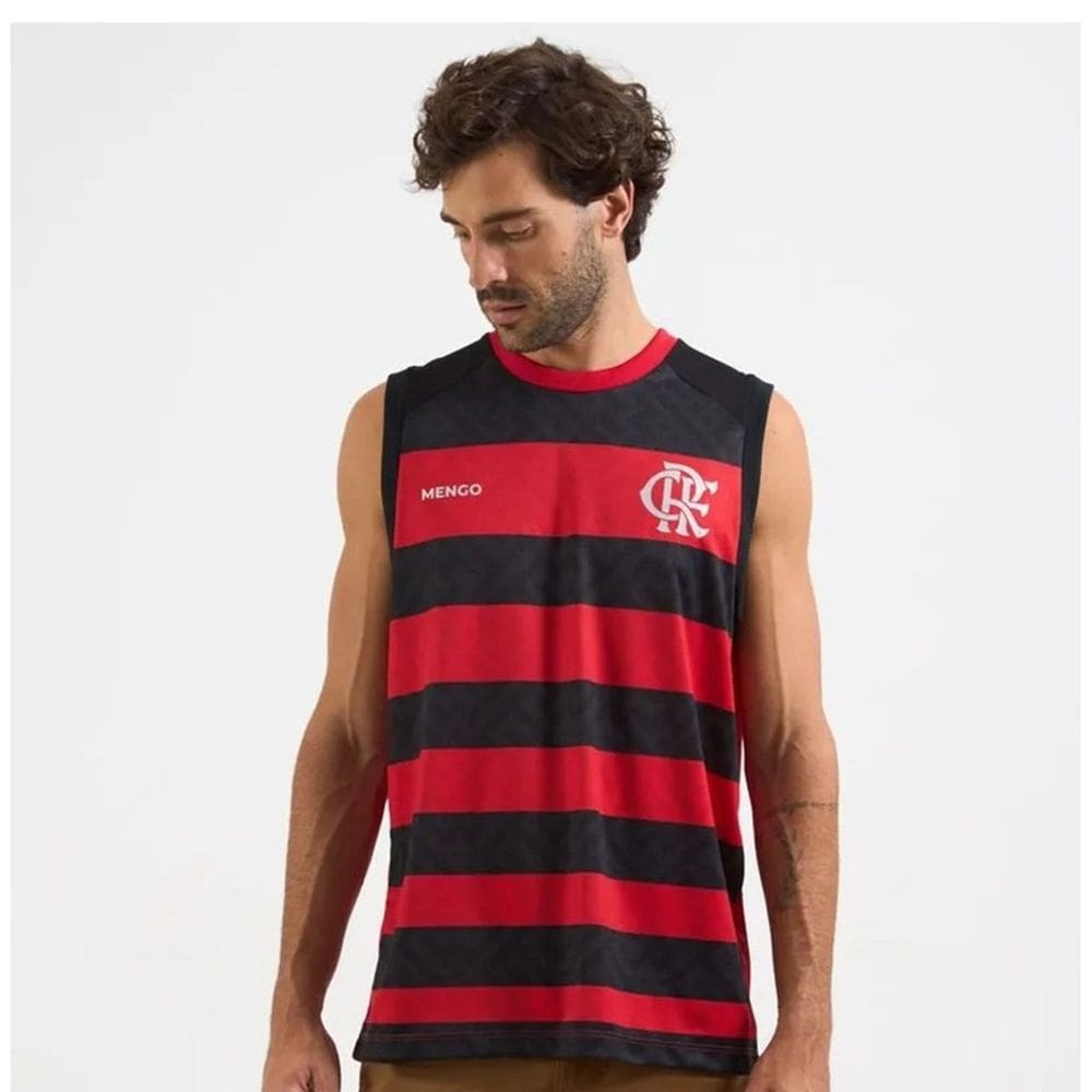 Regata Braziline Fla Nos Licenciada Preto e Vermelho