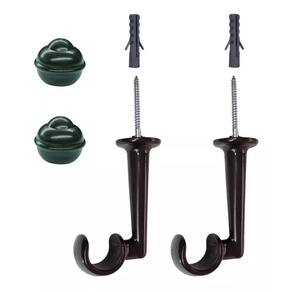 Kit 2 Suporte De Teto Para Cortina E Ponteiras Varão 19Mm