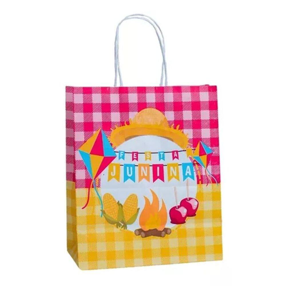 Sacola Kraft Junina 17.5cm x 8.5 x 21.5cm