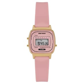 Relógio Mormaii Feminino Ref: Mo13722d/8t Retangular Vintage Digital Dourado