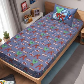 Jogo De Cama Solteiro Vingadores Malha 70% Algodão 30% Poliéster Avengers Evergreen/blue