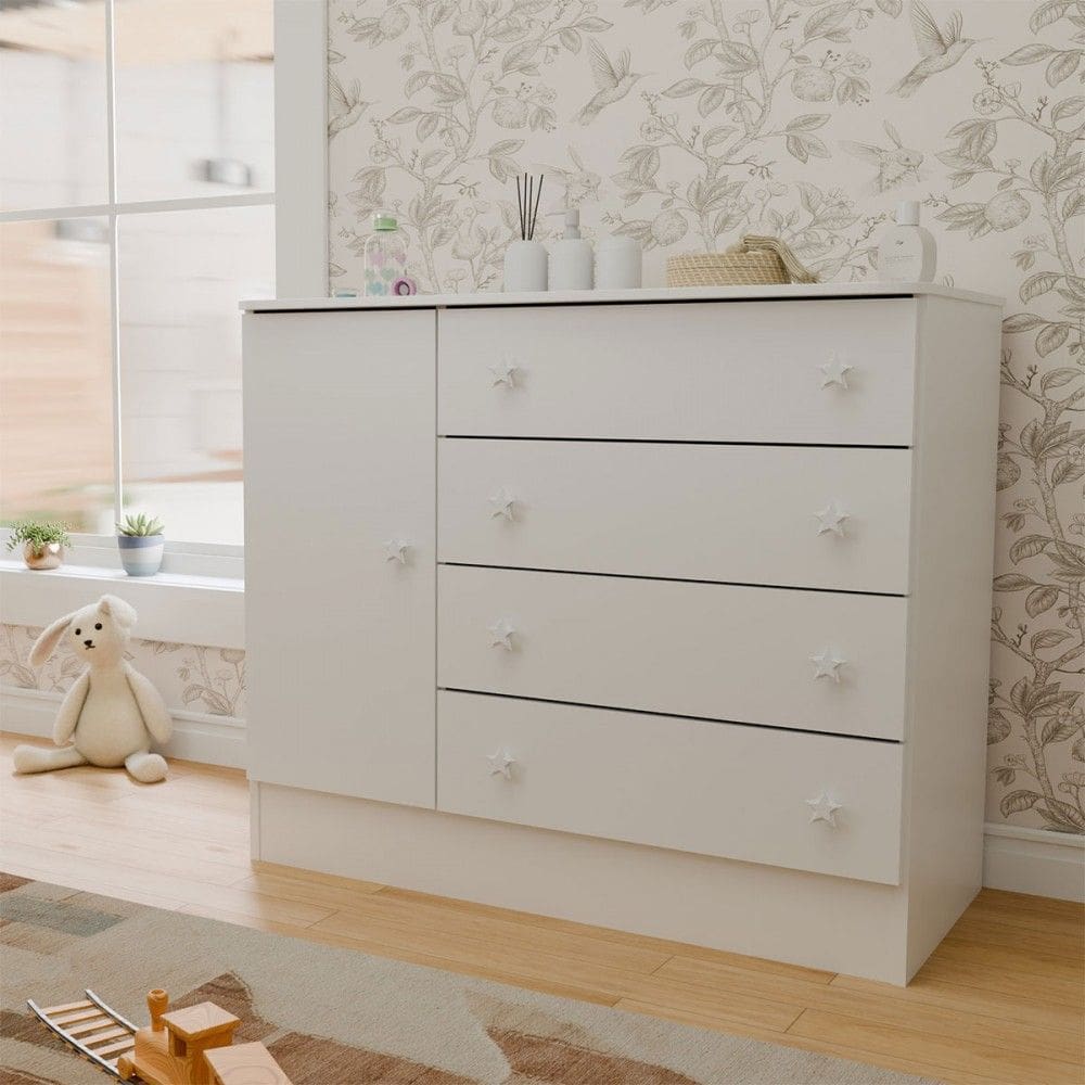 Cômoda Utopia 1 Porta 4 Gavetas Branco - Panorama Móveis