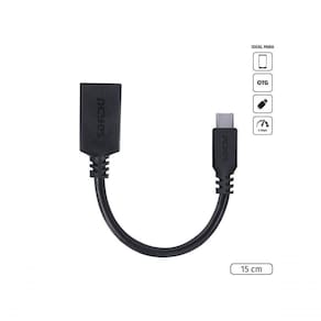 Cabo Adaptador Otg Tipo C Para Usb A Para 15 Cm Preto - P3amup-15