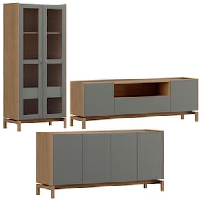 Cristaleira Balcao Buffet E Rack Sala De Estar Oak Ferrolack Milani Store