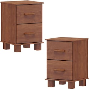 Kit 02 Mesas De Cabeceira Madeira Maciça 2g 42 Cm 1137 Imbuia Milani Store
