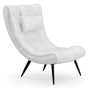 Poltrona Decorativa Para Sala De Estar Com Almofada E Pés Palito Lord Sintético Branco - Ibiza
