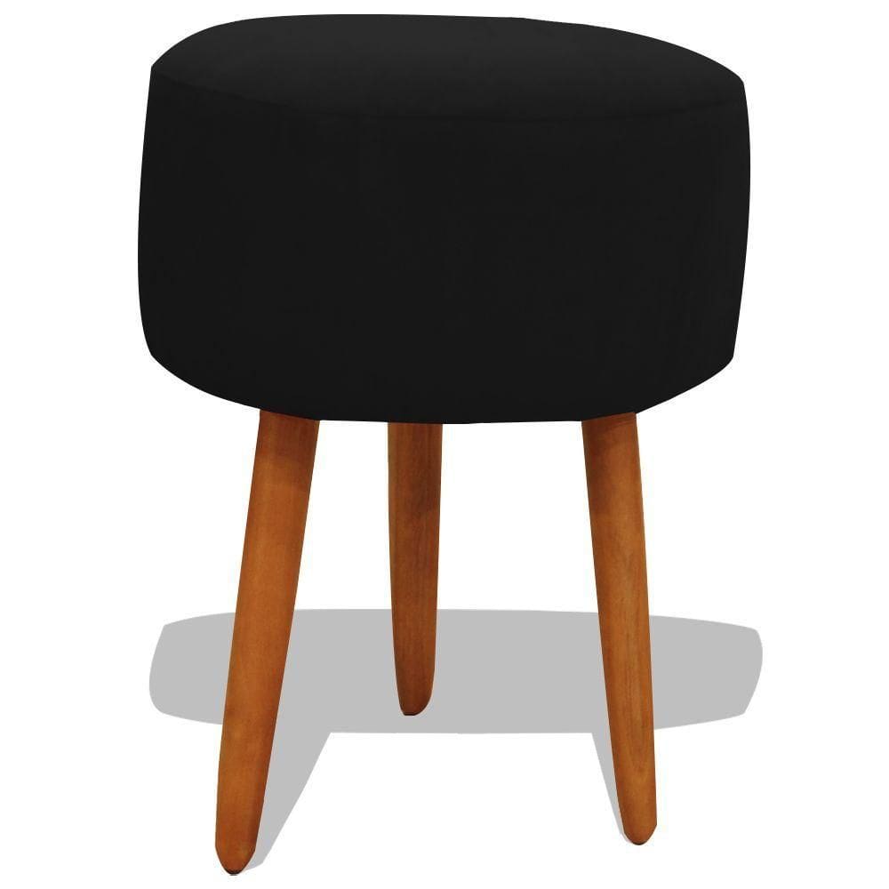 Puff Banqueta Decorativo Redondo Para Sala Pé Palito 50 Cm Altura Preto Do Lar Móveis