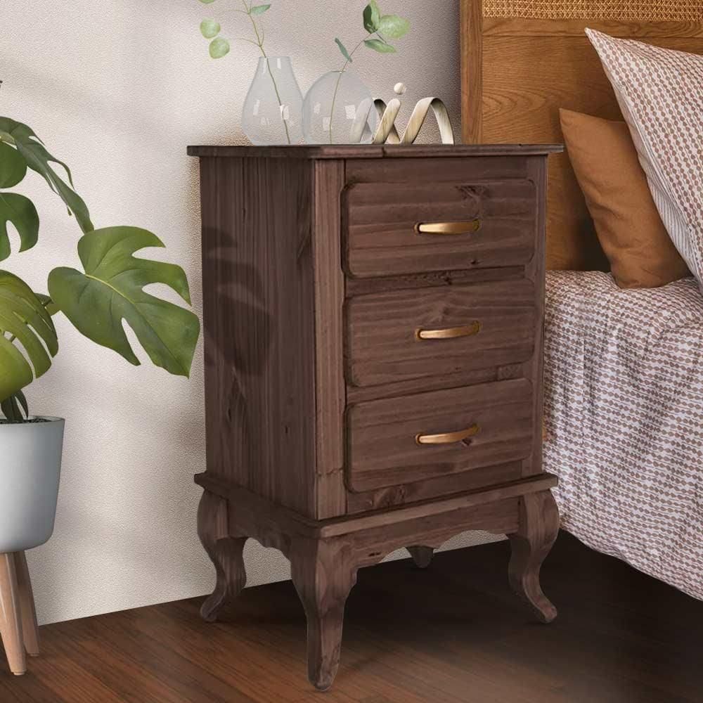 Mesa De Cabeceira Grande 3 Gavetas Madeira Maciça D801 Imbuia Shop Jm Imbuia