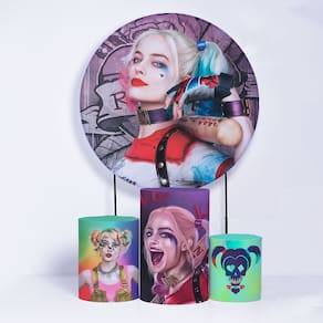 Kit Painel de Festa Redondo e Trio de Cilindros Alerquina- Fera Print