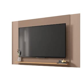Painel Para Tv Até 65 Polegadas 1,80m Com Impressão 3D Intense Caemmun Madeirado