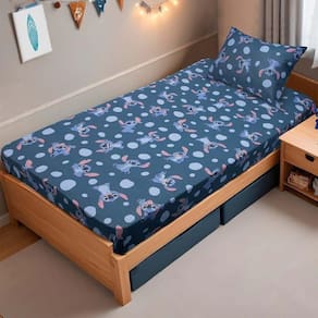 Jogo De Cama Solteiro 2 Pçs Stitch Disney Kids 70% Algodão 30% Poliéster Stitch Pedras