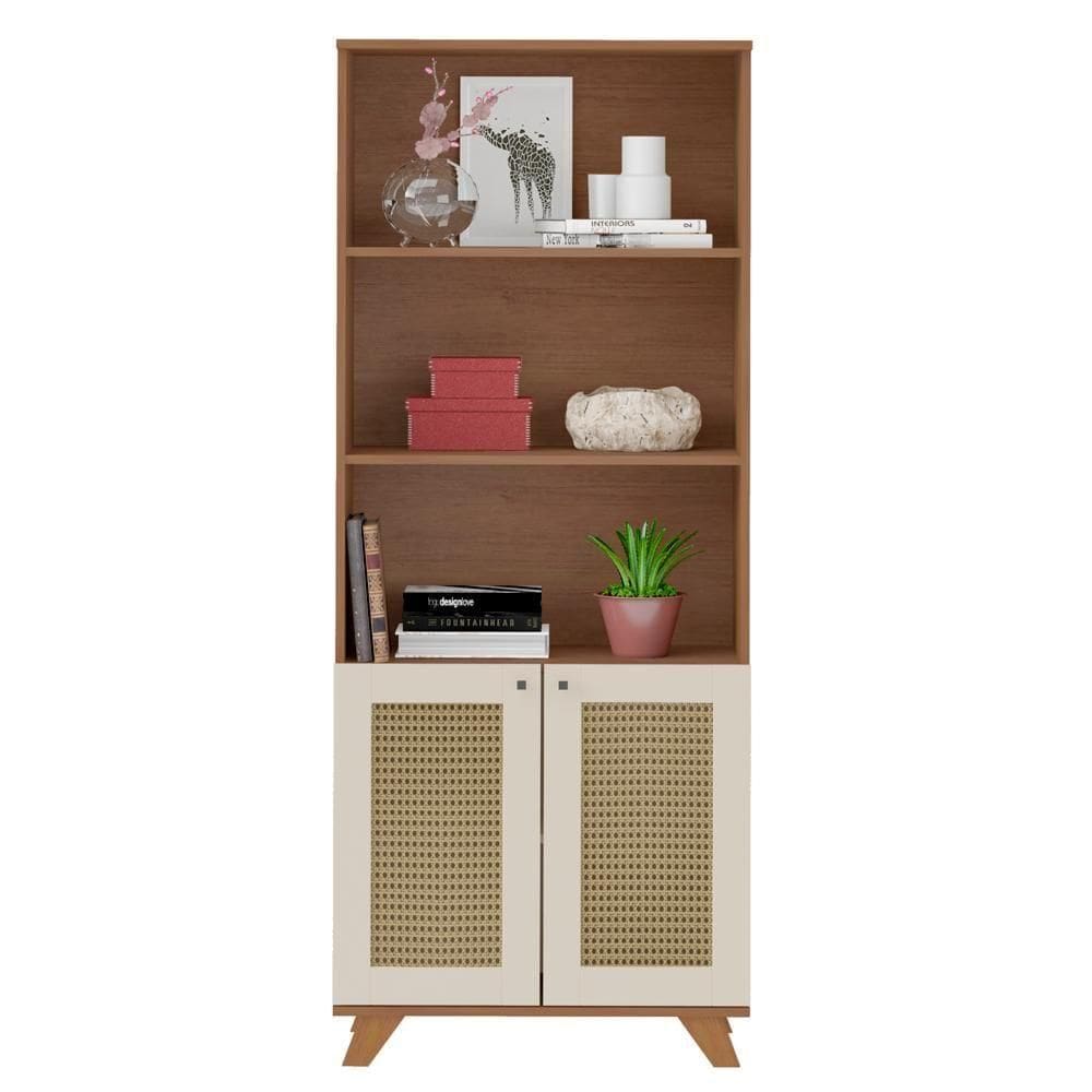 Estante 2 Portas 3 Nichos 172x70 4708 Cinamomo Off White Arly