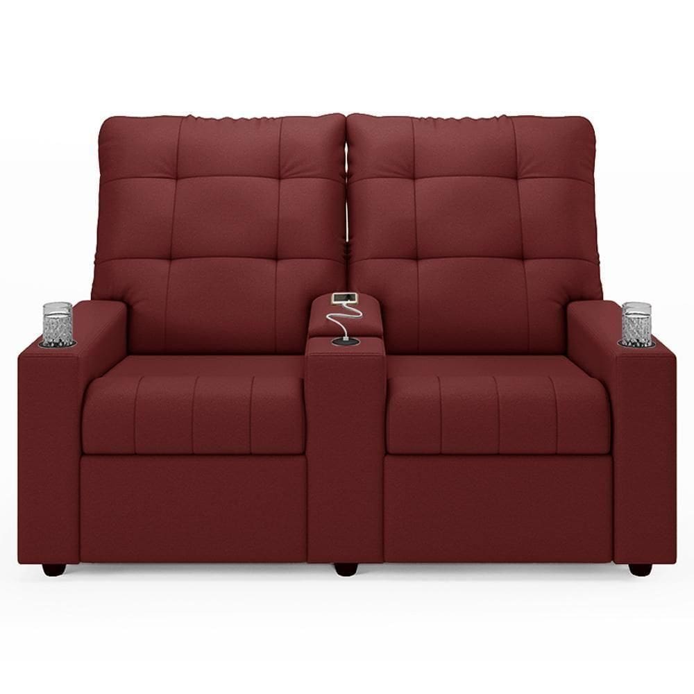 Poltrona De Cinema Reclinável 2 Lugares Baú Usb Mallie Fh9 Pu Vermelho - Mpozenato