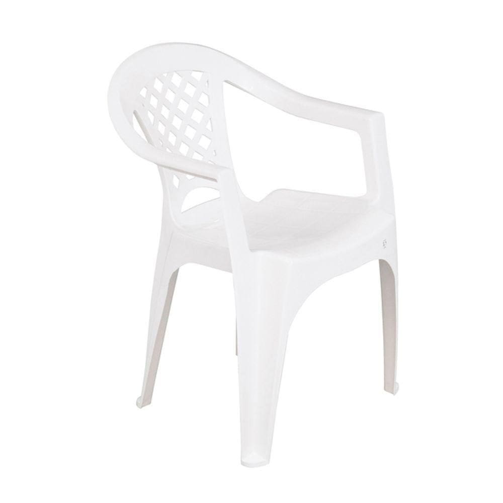 Cadeira De Jardim Em Plástico 72x50cm Com Braço Branco Iguape Tramontina