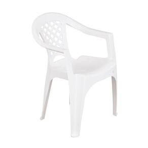 Cadeira De Jardim Em Plástico 72x50cm Com Braço Branco Iguape Tramontina